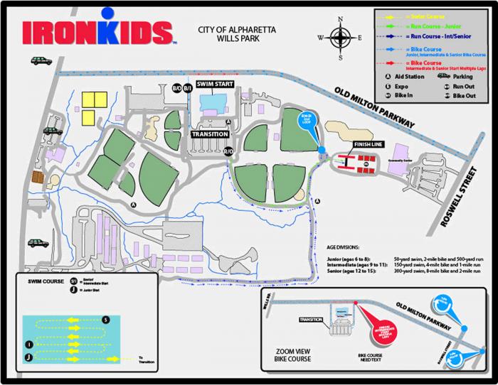 8 Course Maps & Descriptions Divisional Race Distances: Junior (6-8 year-olds): 50 -yard swim/2-mile bike/500-yard run Intermediate (9-11