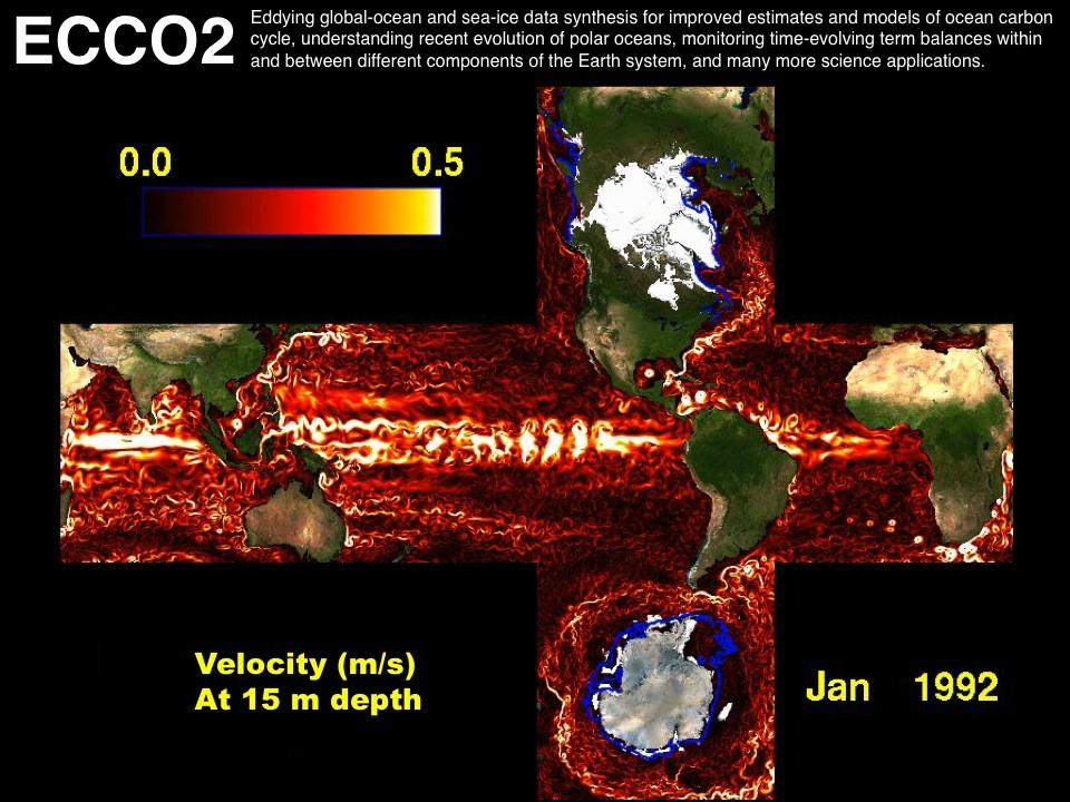 ECCO2: eddying global-ocean and sea-ice data synthesis Cube sphere (CS510) model configuration Full-depth ocean and sea ice