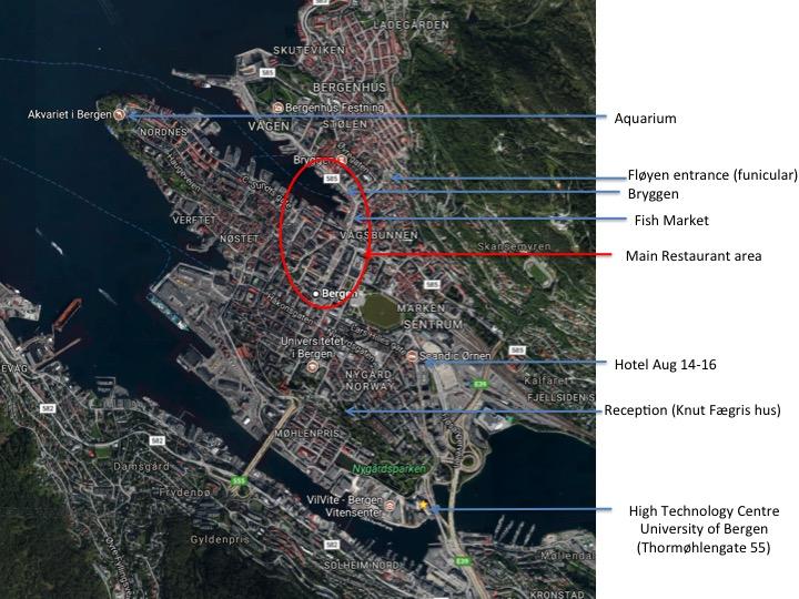 Some important locations to visit in Bergen.