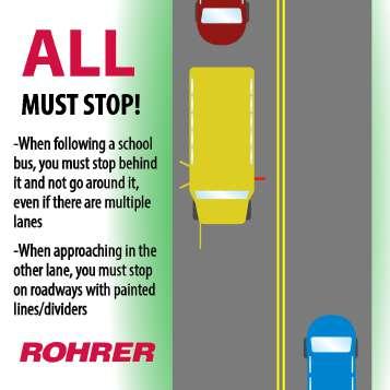 painted lines or dividers - When approaching an intersection a bus is stopped at, ALL cars must stop regardless if it is an all-way stop or not. Time to share what you learned!