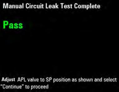 Periodic Maintenance Functional Tests FIGURE 3-16 Manual Circuit Leak Test: Passed NOTE: If there is a leak, check the pneumatic circuit system for leakage and troubleshoot the problems as described