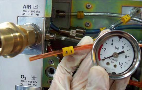 Pneumatic Circuit System Problems Repair and Troubleshooting FIGURE 5-26 8. Turn on the AIR pipeline supply and record the reading on the test pressure gauge.