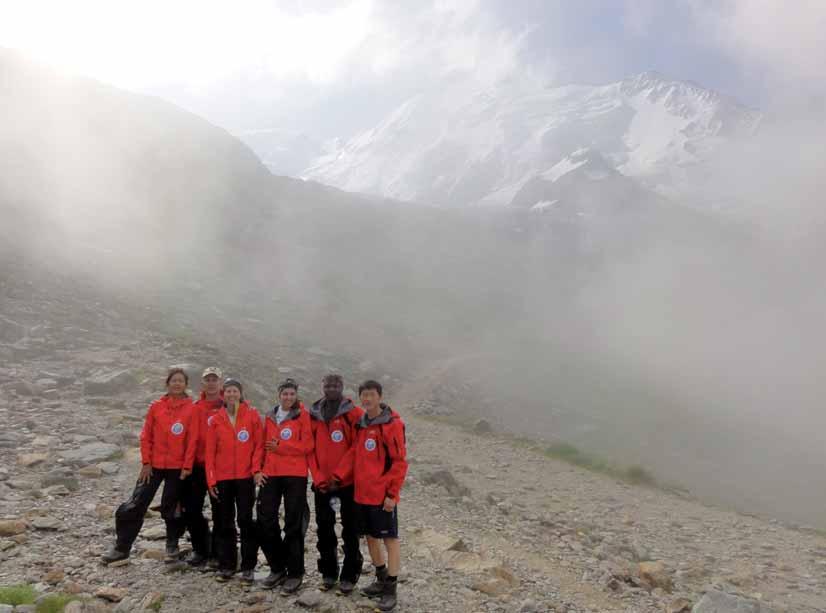 The Mont Blanc expedition team (from left to right): Marta Nury Munoz Echeverri; Patrick Ticon; Bernadette Maurissen; Karima Benkirane-Demlek; Michel Mbarga; and Kim Dong-Sik ITU/S.