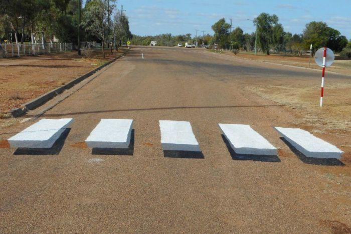 drink dialled This crossing will slow any vehicle down Outback town takes a 3D approach to slowing motorists at