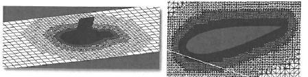 (a) (b) Figure 2: (a) Tunnel floor &rudder mesh (b) cross section grid around the rudder Parameter Mesh Type No.