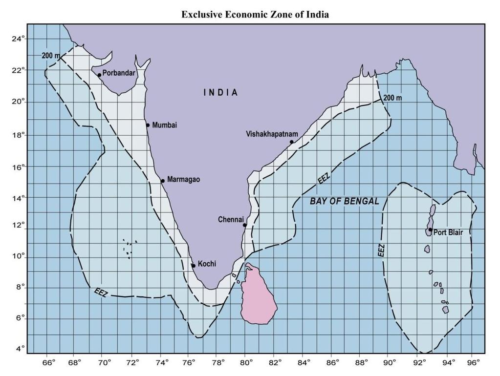 Marine Fisheries in the Indian EEZ Coastline (km) Mainland: Islands Continental shelf Territorial sea