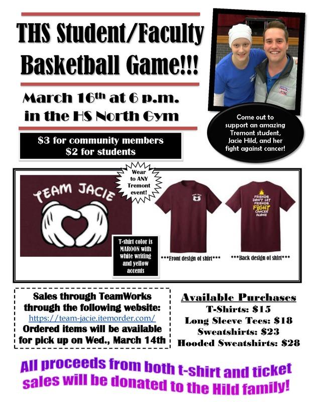 Anyone interested in purchasing a shirt or sweatshirt to sport at this event and all other Tremont events can order from the website: https://team-jacie.itemorder.