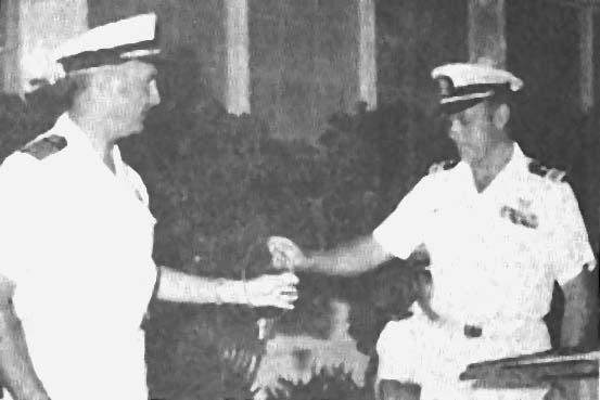 Buddy Line Newsletter of Fraternal Order of Underwater Swim School, Key West, Florida February 2003 At the close of the ceremony, Lt. Cmdr. Anderson handed the keys of the UWSS building to Capt. H. D.