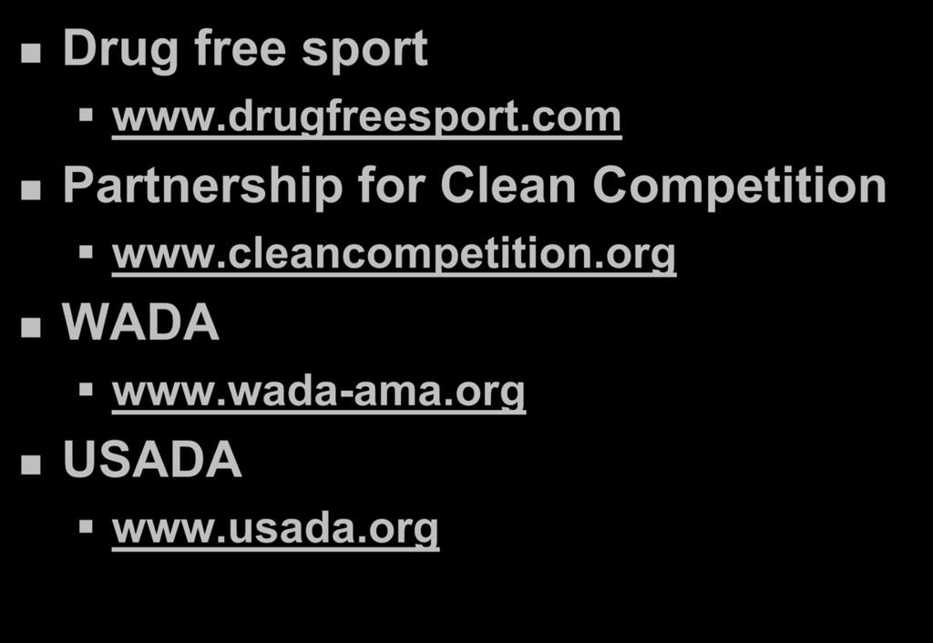 Anti-doping Resources Drug free sport www.drugfreesport.