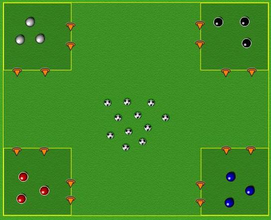 PLAN: 19 TOPIC: Ball Manipulation 4 12 min SESSION 1 MoveTime 30 x 30 area. All players with a ball. Players move around the area practicing different moves.