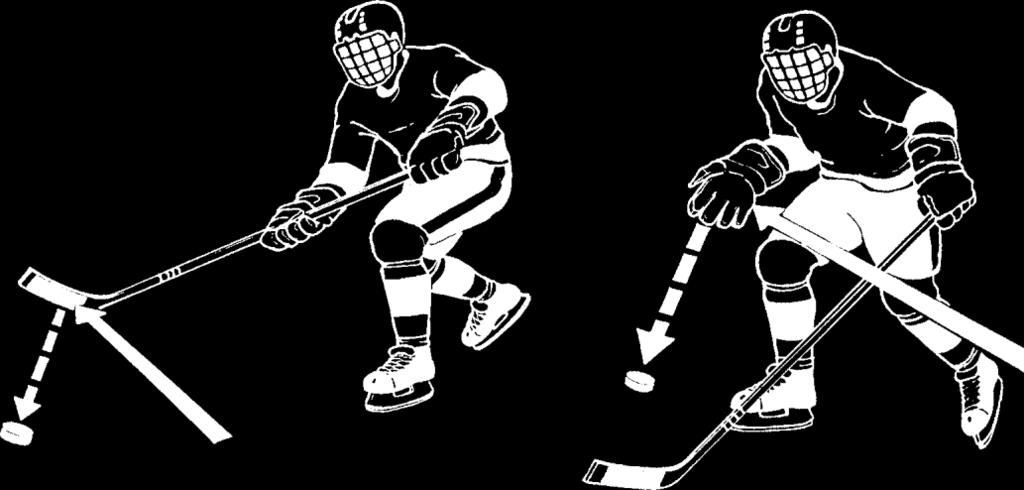 1. The stick may be used to knock down a low, airborne puck which is beyond the body or reach of the glove.