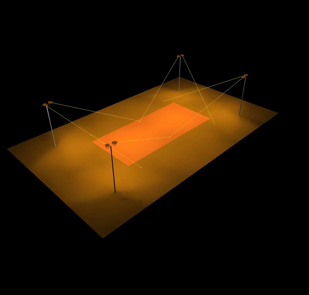 2.3 Calculation results, Tennis court 300 lux 2.3.3 3D luminance, View 1