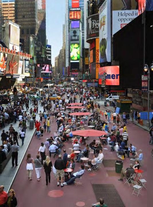 40% decrease in pedestrian injuries in Times Square 84% more people are lingering (eg.
