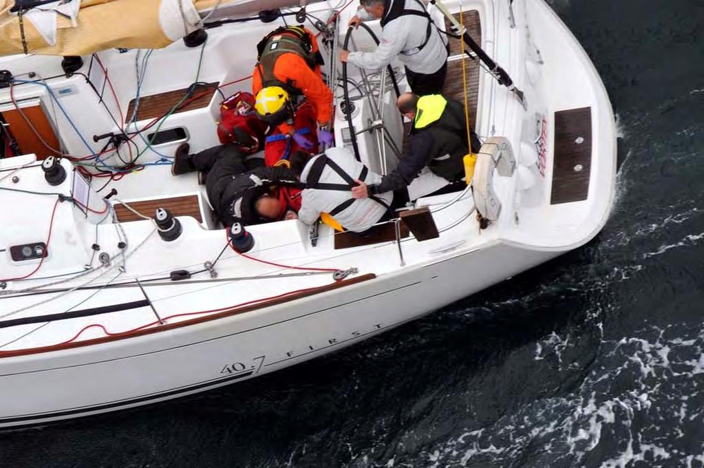 Image courtesy of Geoff Moore Figure 5 Winchman attending to helmswoman after she was repositioned in the cockpit The crew s previous sailing experience varied and their certification ranged from RYA