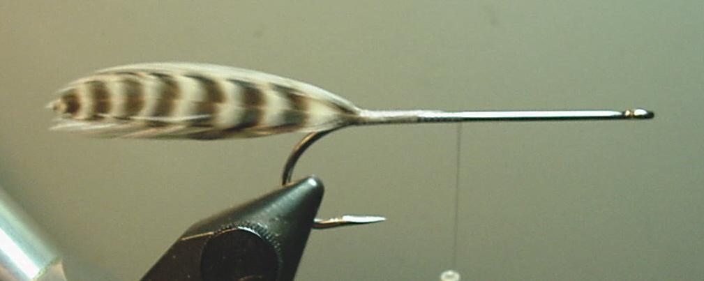 4. The neck or saddle feathers on each side were flared inward on the original Deceiver to better represent the motion of a swimming baitfish.