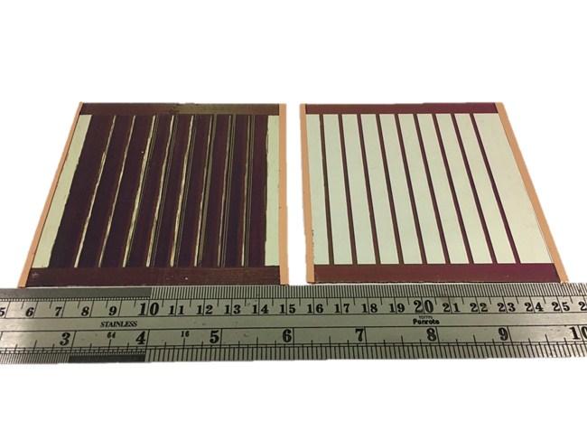 Fig. S6: Photograph of large-area (25.2 cm 2 ) solar submodules incorporating G-TiO 2 as the ETL. Fig.
