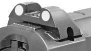 Steel Rear Sight: Windage adjustments are made by drifting the steel rear sight from side to side with the rear sight adjustment tool.
