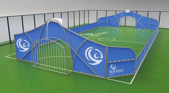 Branded stretch canvas / PVC to promote specific events or organisations are optional in the ball-catch areas.