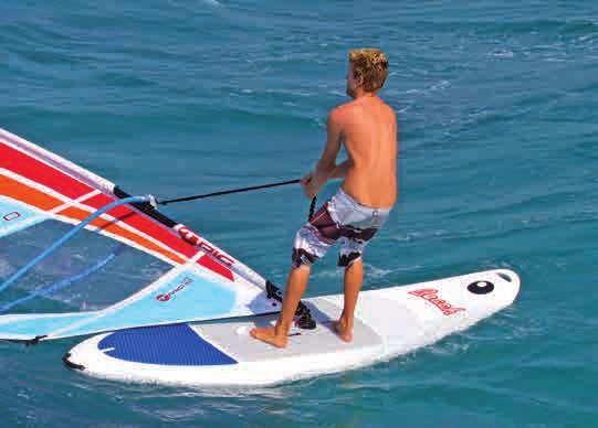It is a very solid board, and with its particular volume and its EVA-foam pad covered deck, it is particularly apt for both sailing schools and windsurf-enthusiast families on their holidays.