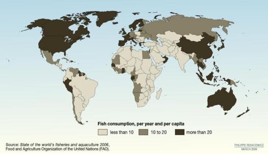 Global fish consumption (2006) Note: Fish includes wild caught