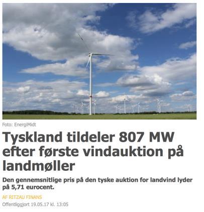 German tenders for onshore wind May 2017 807 MW contracts awarded in the