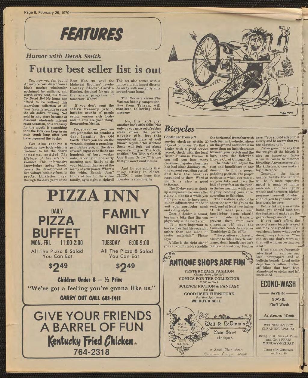 yyyy/y/y/y/y/yyy/ Page 8, February 26, 1979 r FEATURES Humor wth Derek Smth Future best seller lst s out Yes, now you can buy t!