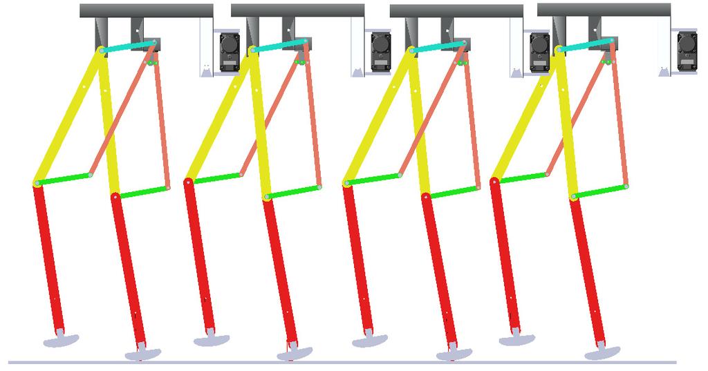 -8 8 Left knee angle Series Fig.. Superimposed frames of the exoskeleton walking (first design). 2 2 8 Fig. 9. Knee joints angle variation in time. Fig. 2. Superimposed frames of the exoskeleton walking (second design).