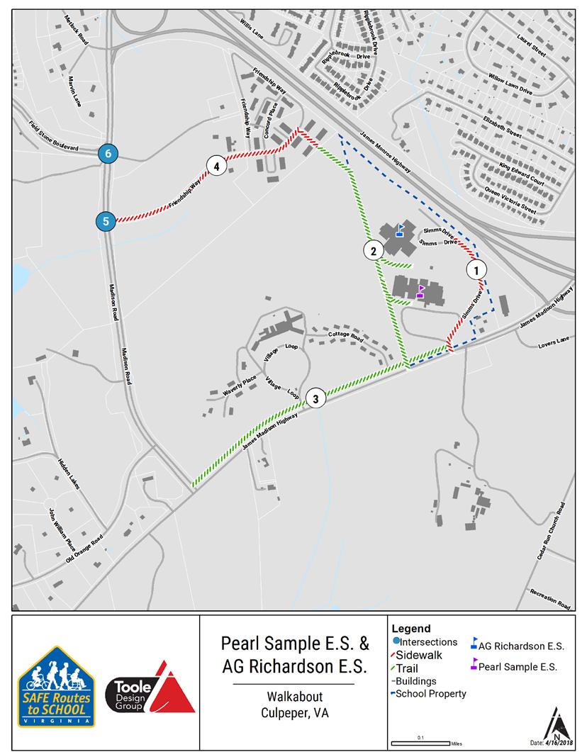Infrastructure (Engineering) Recommendations Figure 6 shows a map of the infrastructure recommendations for Pearl Sample Elementary School and A.G. Richardson Elementary School.