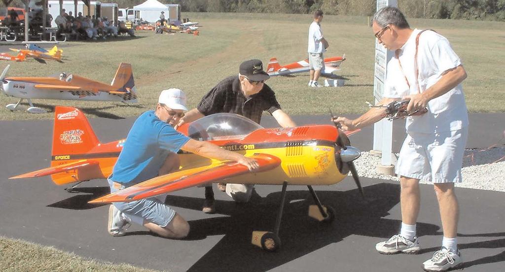 Mark Trent prepares to start his really BIG Sukhoi. It has a big twin cylinder engine putting out lots of horsepower!