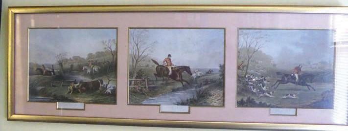 2248 Picture entitled Country Drive by Doris Zinkeisen 2249 Large framed cross stitch picture of a hunting scene 2250 A superb original framed oil painting of a young horse by leading German equine