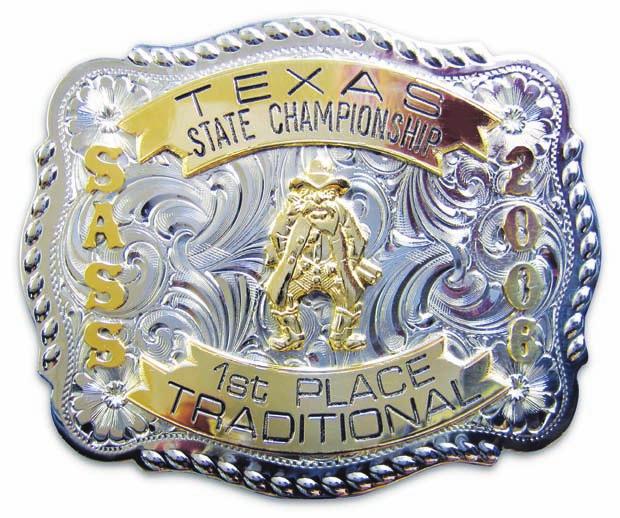Page Territorial Bulletin SASS Championship BELT Buckle Program Implemented Official SASS Sanctioned Belt Buckles Available Through SASS Mercantile S ASS members who have placed 1st through 5 th in