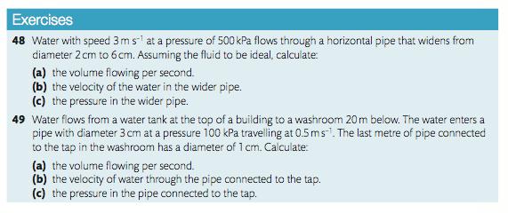Calculate the pressure of the water in the top pipe.