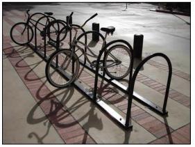 The design principals noted earlier are also applicable to multiple bike racks.