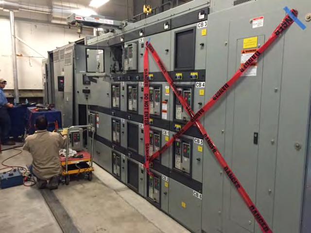 Figure 5A Unit Substation during Maintenance, Front Example of marking