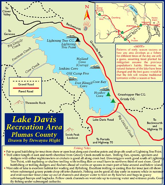 Davis Lake This month s recommended destination This map is taken from The Fish Sniffer.