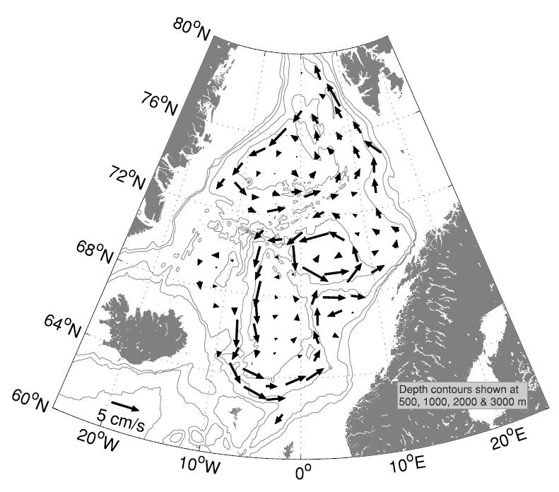 Forcing? The deep/depth averaged circulation in the Norwegian Sea and Nordic Seas are largely influenced by the wind stress curl (e.g., Isachsen et al.