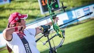 August 2015 World Archery Newsletter Page 5 Stepanida Artakhinova shot 147 for the 15-arrow match during the Olympic secondary tournament.
