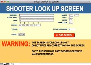 Shooter Look Up is for finding a specific shooter. Click on Shooter Look Up then enter information, such as name in the proper fields.