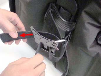 Tank locator strap (5) (6) Open the buckle and pull the