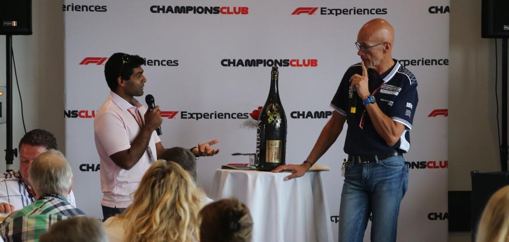 CHAMPION With unique views of the start and finish line, the Champions Club inside the Salon Monte Carlo is a prime spot to enjoy hospitality and Formula 1 racing.