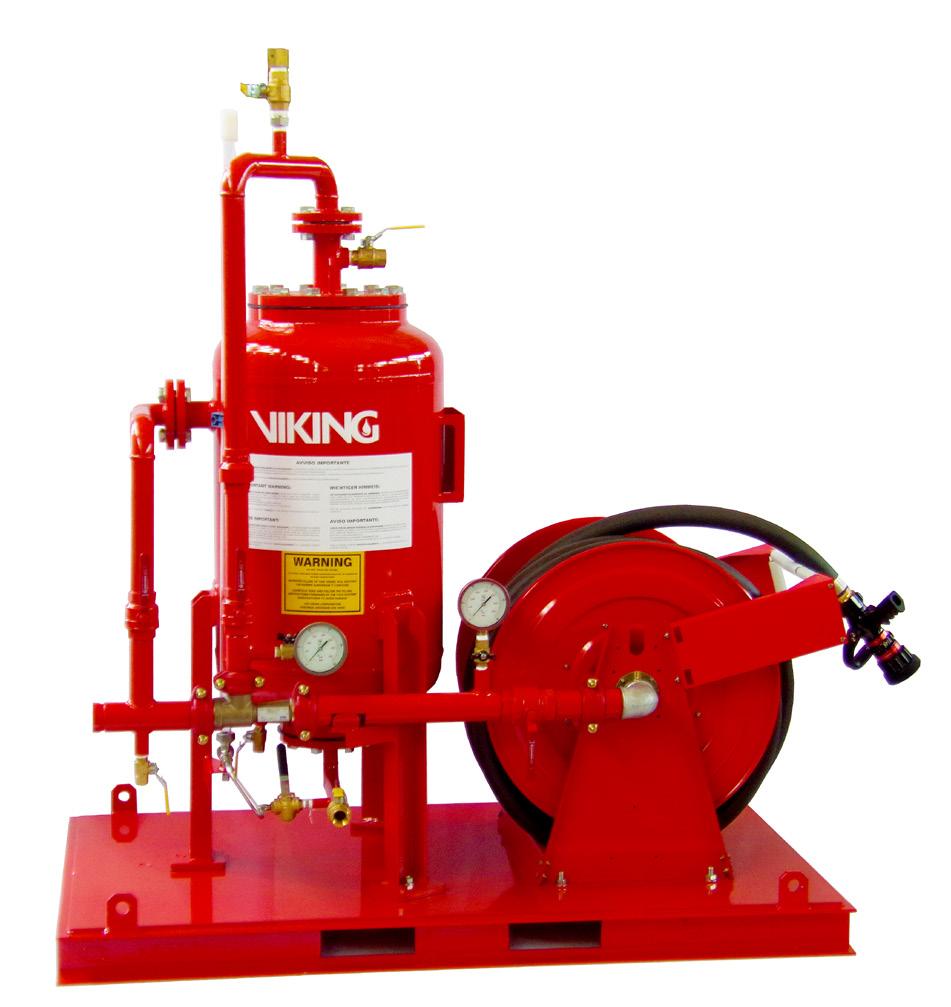 The bladder tank together with a ratio controller forms a balanced pressure proportioning system used to mix water and firefighting foam concentrate together to produce an effective extinguishing