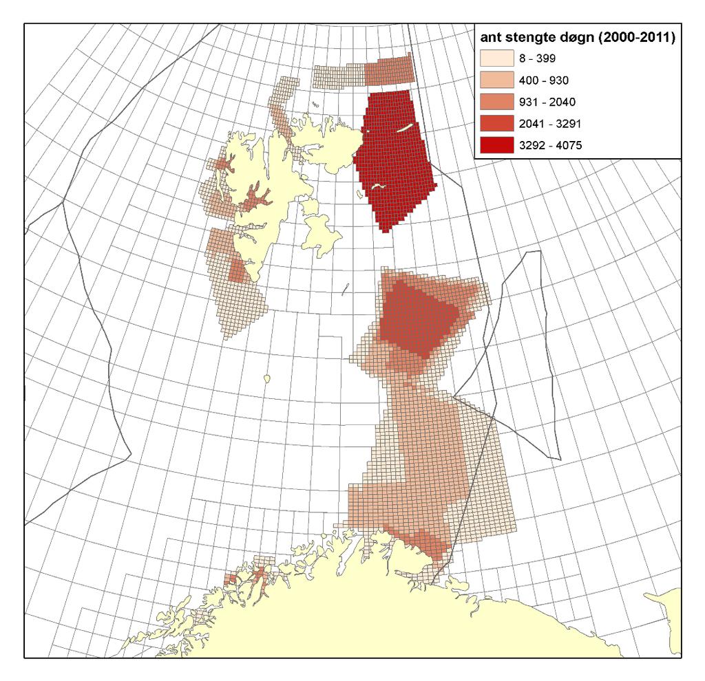 Fig. 1. Closed areas (days) during the period 2000-2011. Fig.