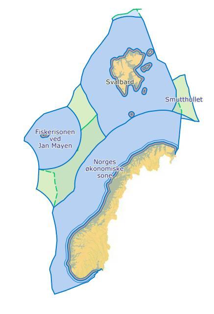 Figure 3. Norwegian Economical Zone, Jan Mayen Fisheries Zone and Svalbard Fisheries Protection Zone. Data selection Discrepancies between the different sources of data are frequent.