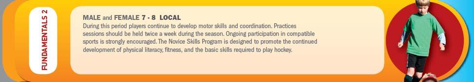 The Novice Skills Program is designed to promote the continued development of physical literacy, fitness, and the basic skills required to play hockey.
