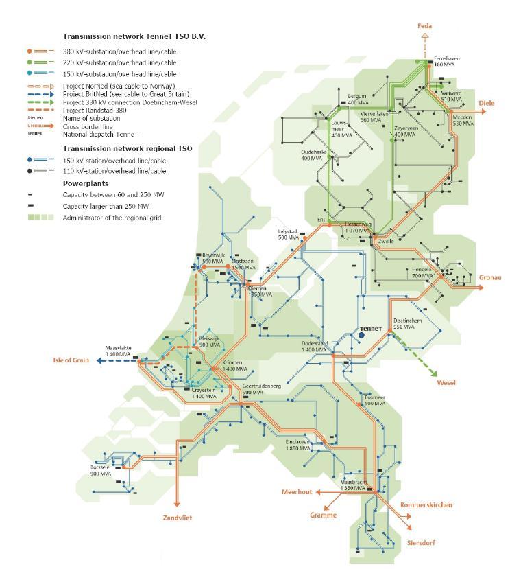 Appendix A Appendices The high voltage grid in the Netherlands is shown