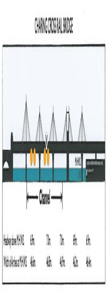 7 Navigational issues and mitigation measures Figure 7.4 Charing Cross Rail Bridge: Proceeding downstream 7.5.