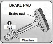 BRAKE SYSTEM BRAKE SYSTEM SETTING WARNING! Do not use the bike if the rear brake is not properly set. 1. Set the brake pads into the correct position: Release the nut on both brake pads.