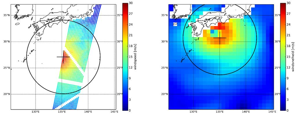 Appendix C Examples of compared hurricanes between ERS-2 and ERA-Interim Figure C.