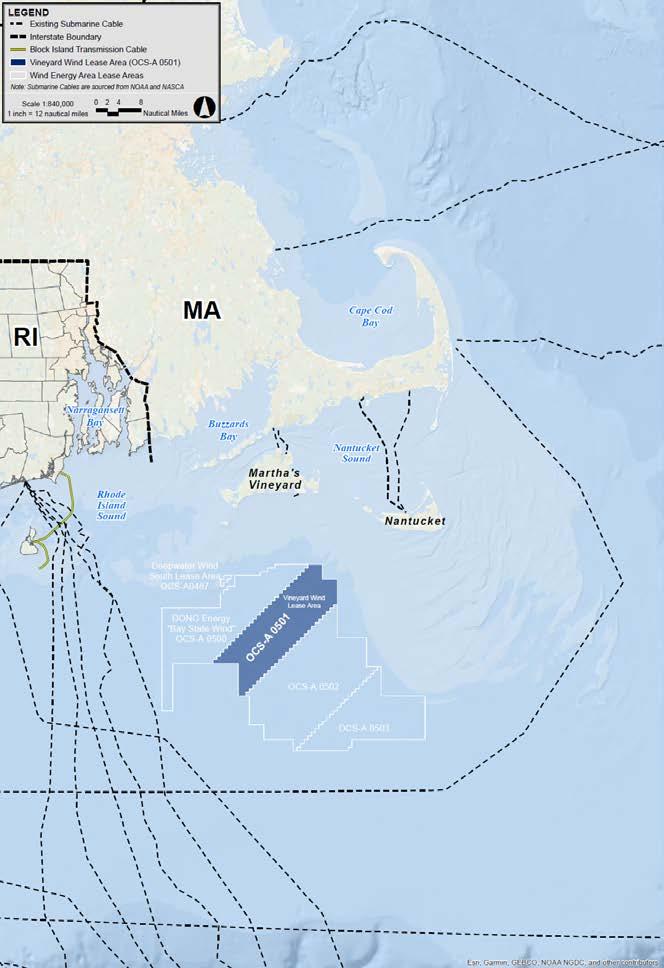 Existing Submarine Cables 2 Nantucket power cables each ~28 miles long 3 power cables to Martha s Vineyard Cable to Block Island from RI ~20 miles 2 cables between New Haven and Long Island Crosses