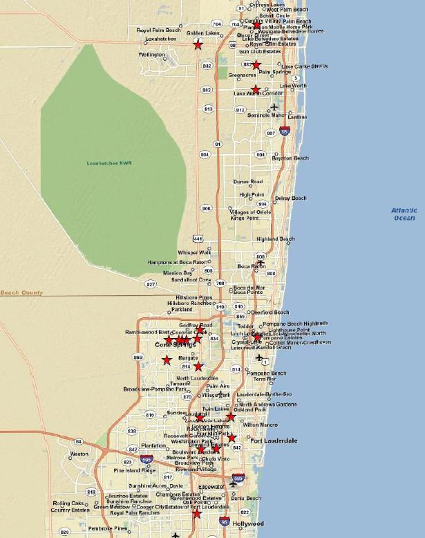 Network Screening - Florida DOT District 4 Preliminary site selection Identified